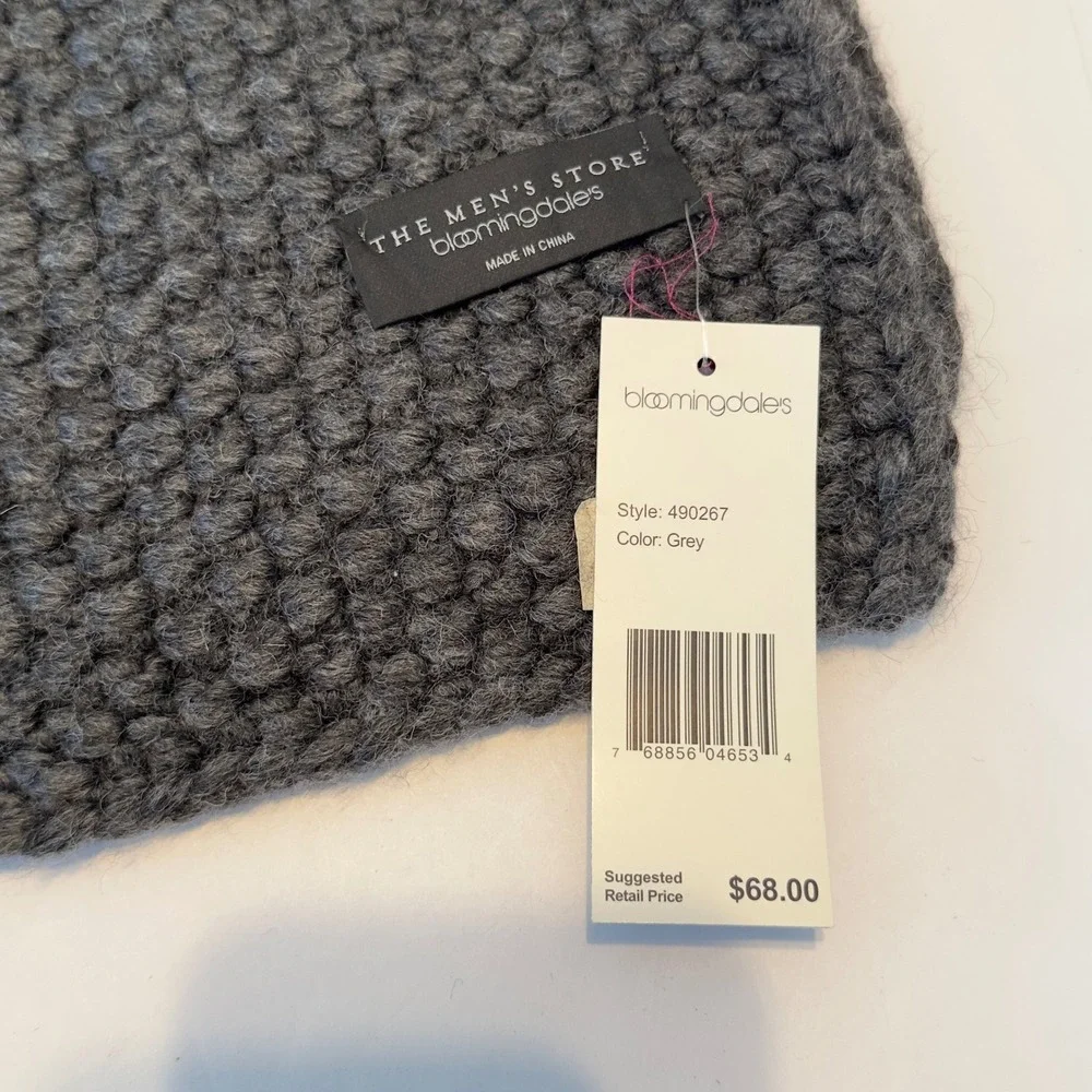 The Mens Store Bloomingdales Grey Chunky Knit Scarf‎ 490267 New With Tags 82x8